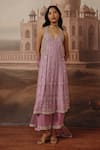 Buy_Sabe_Lilac Georgette, Net Embroidery, Gota Patti, Sequins Rania Chikankari Kurta Set _at_Aza_Fashions