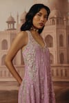Shop_Sabe_Lilac Georgette, Net Embroidery, Gota Patti, Sequins Rania Chikankari Kurta Set _Online_at_Aza_Fashions