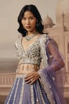 Sabe_Purple Tissue, Net Sequins, Pearls, Metallic Khwahish Embroidered Lehenga Set _Online_at_Aza_Fashions
