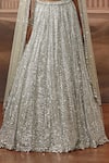 Shop_Sabe_Grey Net Mirrors, Crystals, Sequins, Embroidery V-neck Naaz Hand Lehenga Set _Online_at_Aza_Fashions