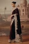 Buy Sabe Wine Velvet, Brocade Embroidery, Zari, Tassels, Samaara Saree With Blouse Online at Aza Fashions Buy_Sabe_Wine Velvet, Brocade Embroidery, Zari, Tassels, Samaara Saree With Blouse _Online_at_Aza_Fashions