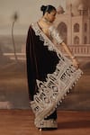 Shop Sabe Wine Velvet, Brocade Embroidery, Zari, Tassels, Samaara Saree With Blouse at Aza Fashions Shop_Sabe_Wine Velvet, Brocade Embroidery, Zari, Tassels, Samaara Saree With Blouse _at_Aza_Fashions