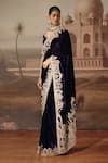 Buy_Sabe_Purple Velvet Embroidery, Applique, Metallic Thread Raahi Saree With Blouse _Online_at_Aza_Fashions