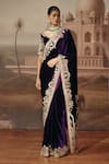 Buy_Sabe_Purple Velvet Embroidery, Applique, Metallic Thread Raahi Saree With Blouse _at_Aza_Fashions