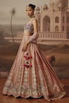 Sabe_Pink Silk, Tissue Embroidery, Sequins, Pearls, Gulbahar Shimmer Lehenga Set _at_Aza_Fashions