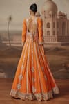 Shop_Sabe_Orange Georgette, Net Zari, Sequins, Mirrors, Suraiya Anarkali With Dupatta _at_Aza_Fashions