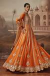 Sabe_Orange Georgette, Net Zari, Sequins, Mirrors, Suraiya Anarkali With Dupatta _Online_at_Aza_Fashions
