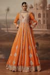 Buy_Sabe_Orange Georgette, Net Zari, Sequins, Mirrors, Suraiya Anarkali With Dupatta _at_Aza_Fashions