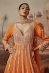 Buy_Sabe_Orange Georgette, Net Zari, Sequins, Mirrors, Suraiya Anarkali With Dupatta _Online_at_Aza_Fashions