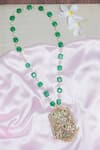 Shop Queens Jewels Multi Color Green Pearl Multicolour Jadau Pendant Necklace at Aza Fashions Shop_Queens Jewels_Multi Color Green Pearl Multicolour Jadau Pendant Necklace _at_Aza_Fashions