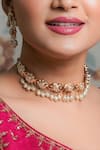 Buy_Queens Jewels_White Pearls Ahalya Jadau Choker And Earrings Set _at_Aza_Fashions