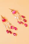Shop_Queens Jewels_Pink Gemstones, Petal Drop Earrings _at_Aza_Fashions