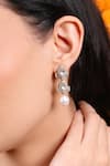 Buy_Queens Jewels_White Pearls, Stones Double Polki Dangler Earrings _at_Aza_Fashions