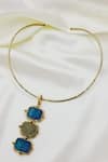 Shop_Queens Jewels_Blue Trio Semi Precious Stone Choker Necklace _at_Aza_Fashions