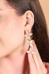 Queens Jewels White Blossom Dangle Earrings Online at Aza Fashions Queens Jewels_White Blossom Dangle Earrings _Online_at_Aza_Fashions