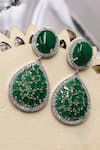 Shop_Queens Jewels_Green Faux Diamonds, Gemstones Party Emerald American Earrings _at_Aza_Fashions