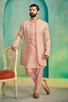 Buy_Millionaire_Pink Embroidery Bandhgala Jacket Set _at_Aza_Fashions