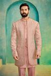 Millionaire_Pink Embroidery Bandhgala Jacket Set _at_Aza_Fashions