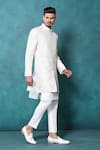 Shop Millionaire Off White Silk Embroidery Cutdana And Thread Work Sherwani Set Online at Aza Fashions Shop_Millionaire_Off White Silk Embroidery Cutdana And Thread Work Sherwani Set _Online_at_Aza_Fashions