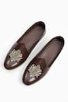 Buy_SCHON ZAPATO_Brown Mohey Floral Embroidered Loafers _at_Aza_Fashions
