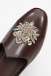 Buy_SCHON ZAPATO_Brown Mohey Floral Embroidered Loafers _Online_at_Aza_Fashions