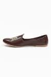 Shop_SCHON ZAPATO_Brown Mohey Floral Embroidered Loafers _Online_at_Aza_Fashions