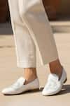 SCHON ZAPATO_White Embroidered Motif Loafers _Online_at_Aza_Fashions