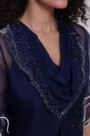 Buy Smriti By Anju Agarwal Blue Chinon, Organza Beads Cowl , Open Dori Wave Jumpsuit With Jacket Buy_Smriti By Anju Agarwal_Blue Chinon, Organza Beads Cowl , Open Dori Wave Jumpsuit With Jacket