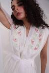 Shop_Smriti By Anju Agarwal_Off White Silk Beads, Applique V-neck Floral Nyra Cape Kurta Set _Online_at_Aza_Fashions