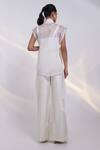 Shop_Smriti By Anju Agarwal_White Silk, Organza Crystals, Embroidery Bandeau Neck, Glint Jacket And Pant Set _at_Aza_Fashions