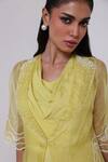 Buy_Smriti By Anju Agarwal_Yellow Chinon, Organza Beads, Embroidery Cowl Dori Wave Jumpsuit With Jacket _Online_at_Aza_Fashions