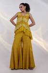 Buy Smriti By Anju Agarwal Yellow Chinon, Silk, Organza Applique, Sequins, Velour Charm Jacket Sharara Set at Aza Fashions Buy_Smriti By Anju Agarwal_Yellow Chinon, Silk, Organza Applique, Sequins, Velour Charm Jacket Sharara Set _at_Aza_Fashions
