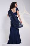 Shop_Smriti By Anju Agarwal_Blue Chinon, Organza, Silk Lace, Navy Embellished Pre-draped Saree With Blouse _at_Aza_Fashions