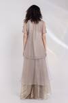 Shop_Smriti By Anju Agarwal_Grey Tissue, Organza Embroidery, Tassels Auric Geometric Kaftan Palazzo Set _at_Aza_Fashions