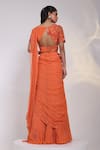 Shop Smriti By Anju Agarwal Orange Crepe, Georgette, Chinon Trilateral Pre-draped Lehenga Saree With Blouse at Aza Fashions Shop_Smriti By Anju Agarwal_Orange Crepe, Georgette, Chinon Trilateral Pre-draped Lehenga Saree With Blouse _at_Aza_Fashions