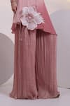Buy_Smriti By Anju Agarwal_Pink Chinon Applique, Beads, Sequins Round Bold Petal Tunic And Flared Pant Set _Online_at_Aza_Fashions