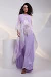 Buy_Smriti By Anju Agarwal_Lavender Georgette, Crepe Sequins, Beads, Palm Springs Shaded Kaftan Palazzo Set _at_Aza_Fashions