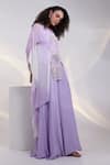 Buy_Smriti By Anju Agarwal_Lavender Georgette, Crepe Sequins, Beads, Palm Springs Shaded Kaftan Palazzo Set _Online_at_Aza_Fashions