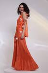 Smriti By Anju Agarwal Orange Satin, Chinon Applique Cowl Neck Petal Cascade Top And Ruched Palazzo Set Online at Aza Fashions Smriti By Anju Agarwal_Orange Satin, Chinon Applique Cowl Neck Petal Cascade Top And Ruched Palazzo Set _Online_at_Aza_Fashions