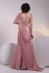 Shop_Smriti By Anju Agarwal_Pink Silk, Chinon, Net Sequins, Rose Pre-drape Luxe Concept Saree With Blouse _at_Aza_Fashions