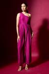 Vedika M Purple Silk One Shoulder Jumpsuit Online at Aza Fashions Vedika M_Purple Silk One Shoulder Jumpsuit _Online_at_Aza_Fashions