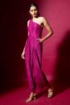 Shop Vedika M Purple Silk One Shoulder Jumpsuit Online at Aza Fashions Shop_Vedika M_Purple Silk One Shoulder Jumpsuit _Online_at_Aza_Fashions