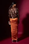 Shop_Vedika M_Brown Sequins Open Neck Mid- Length Jacket _at_Aza_Fashions