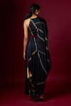 Shop Vedika M Multi Color Satin Round , Halter Abstract Print Incut Draped Dress at Aza Fashions Shop_Vedika M_Multi Color Satin Round , Halter Abstract Print Incut Draped Dress _at_Aza_Fashions