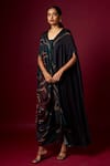 Buy Vedika M Multi Color Satin V-neck Abstract Print Draped Kaftan at Aza Fashions Buy_Vedika M_Multi Color Satin V-neck Abstract Print Draped Kaftan _at_Aza_Fashions