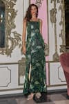Buy_Dash And Dot_Green Polyester Sequins, Beads Square Neck Work Gown _at_Aza_Fashions