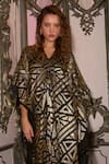 Buy_Dash And Dot_Black Polyester Applique V-neck Metallic Kaftan _Online_at_Aza_Fashions