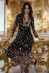 Buy_Dash And Dot_Black Velvet, Polyester Sequins Paillette Embroidered Suit Set 