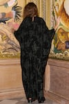 Shop Dash And Dot Black Polyester Round Neck Draped Floral Kaftan at Aza Fashions Shop_Dash And Dot_Black Polyester Round Neck Draped Floral Kaftan _at_Aza_Fashions