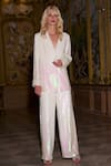 Shop_Dash And Dot_Ivory Polyester Sequins, Pearls Work Blazer And Pant Set _Online_at_Aza_Fashions